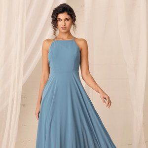 Lulu's Mythical Kind of Love Slate Blue Maxi Dress